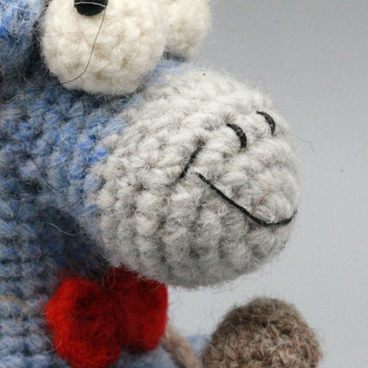 Artisan knit miniature equine sculpted pieces, gathering memorabilia, hobbyist display statues, juvenile mementos, Yuletide desk adornments