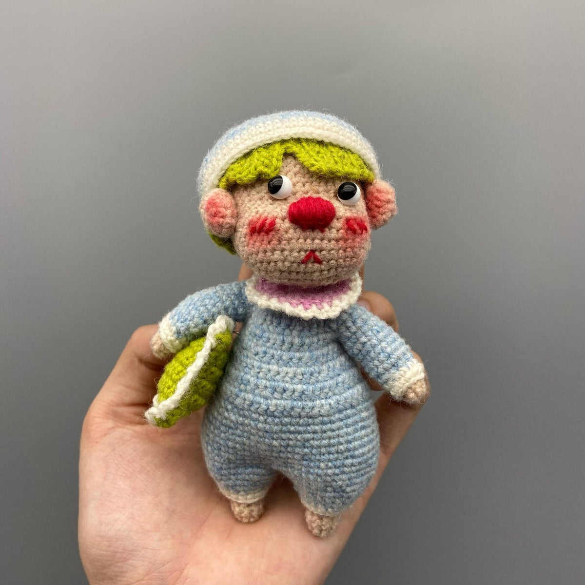 Hand Knit Boy Sculpture Nursery Embellishment Wool Thread Comfort Plaything Youth Tokens Desktop Trinkets Christmas Holiday Goods