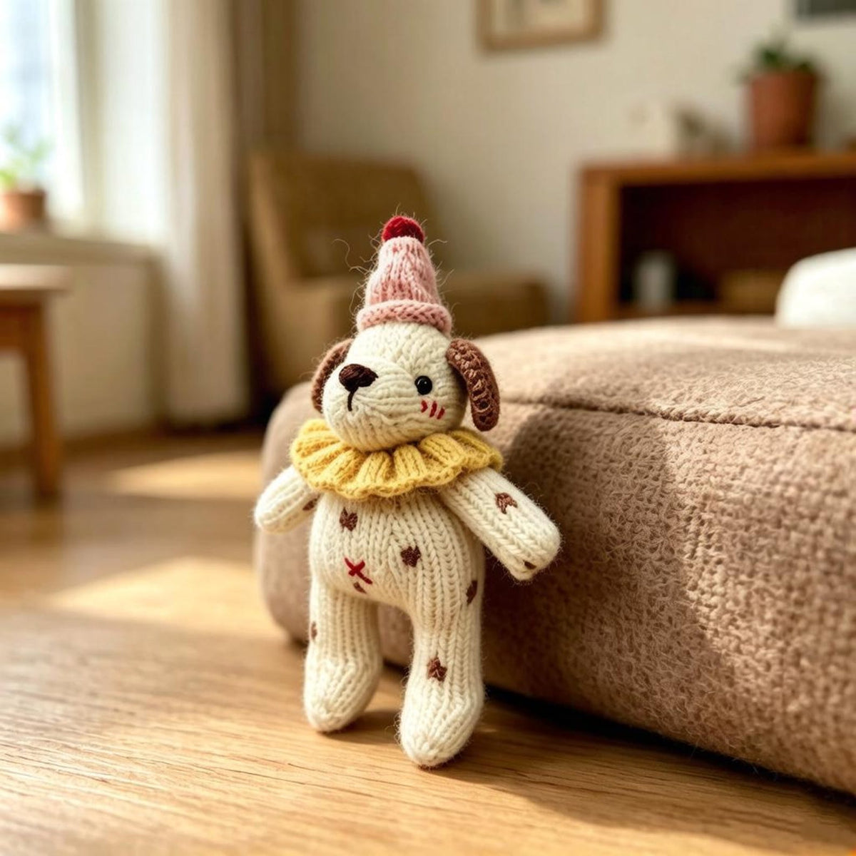 Hand Knit Dog Sculptures Youth Gathering Tokens Infant Space Embellishments Newborn Surprises Vintage Keepsakes Christmas Holiday Trinkets