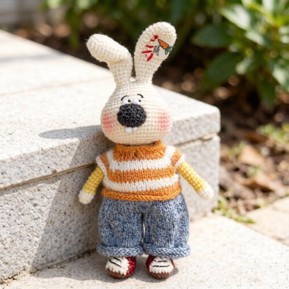 Artisan knit hare sculptures, imaginative nursery display accents, gathering mementos, juvenile favors, Yuletide interior adornments