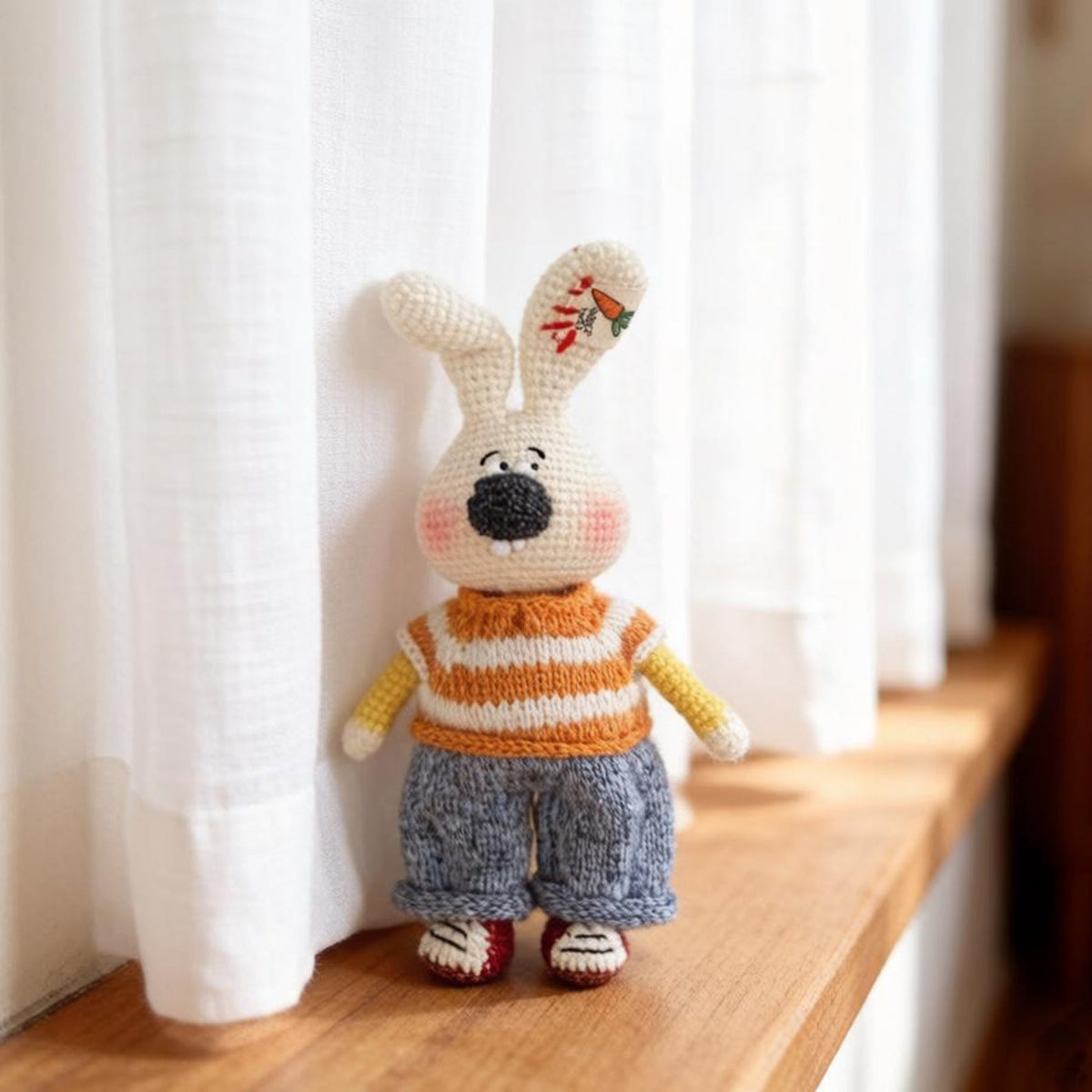 Artisan knit hare sculptures, imaginative nursery display accents, gathering mementos, juvenile favors, Yuletide interior adornments