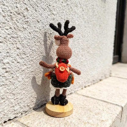 Artisan Knit Fiber Reindeer Sculpture, Yuletide Interior Adornment, Seasonal Memento Trinket, Birthday Token, Xmas Home Embellishment