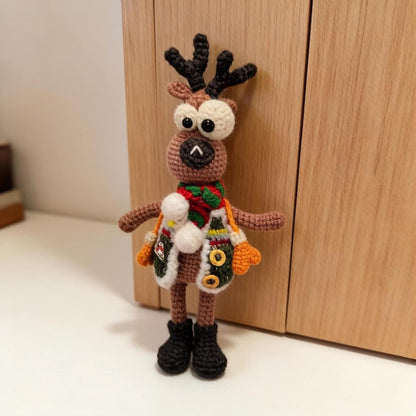 Artisan Knit Fiber Reindeer Sculpture, Yuletide Interior Adornment, Seasonal Memento Trinket, Birthday Token, Xmas Home Embellishment