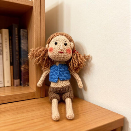 Hand Knit Girl Figurines Artistic Desktop Embellishments Vintage Curios Birthday Tokens Mom Season Surprises Christmas Holiday Trinkets