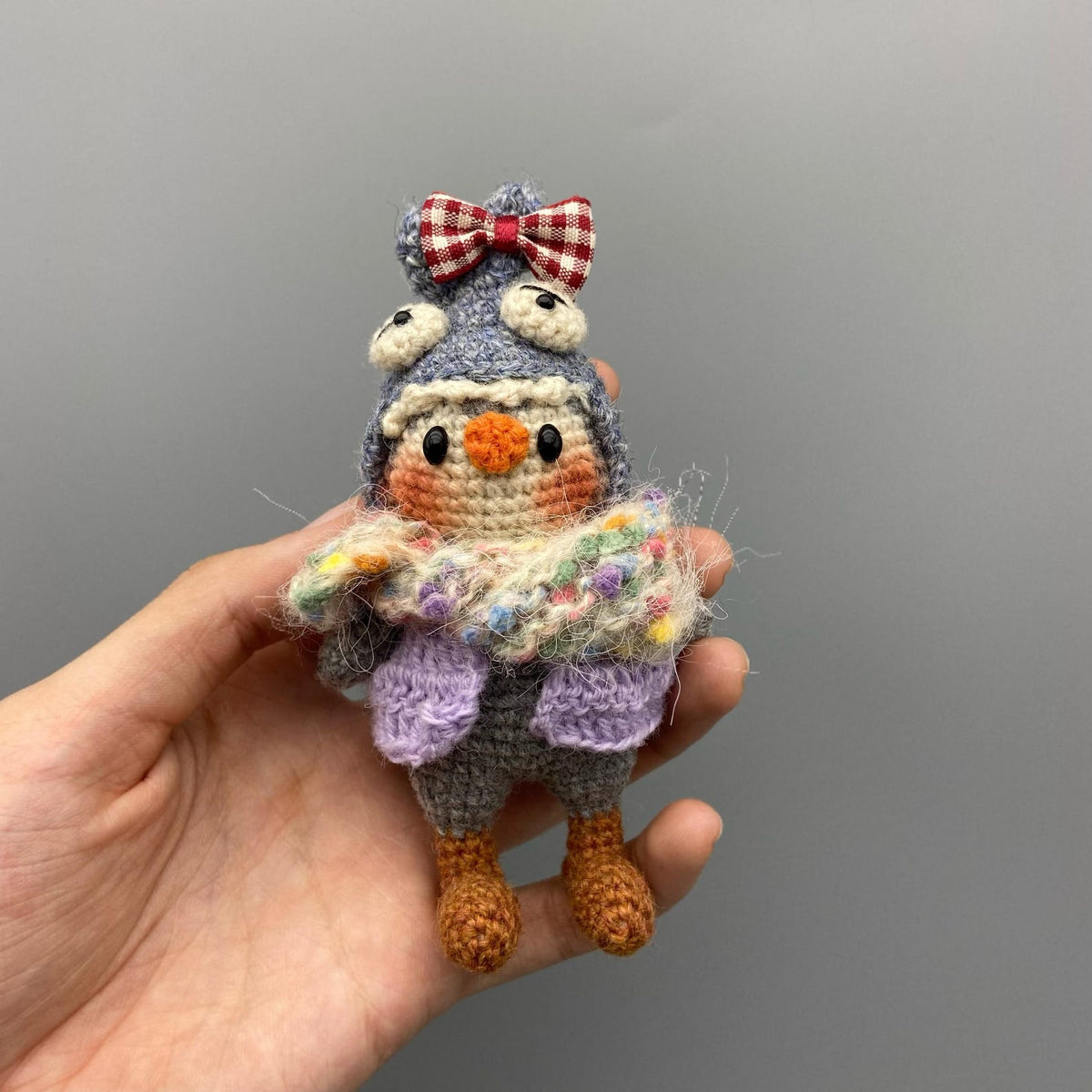 Hand Knit Penguin Figurines Table Ornaments Kids’ Presents Backpack Charms Curator-Worthy Keepsakes Christmas Holiday Trinkets