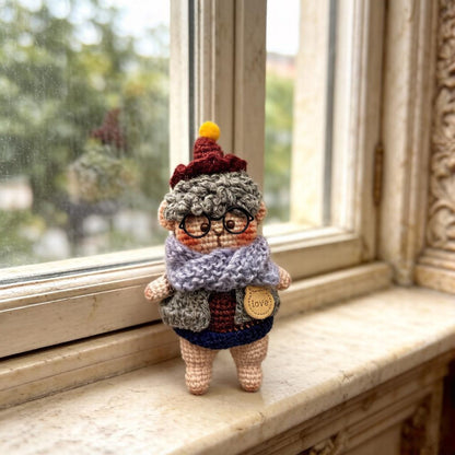 Hand Knit Boy Figurine Indoor Table Ornament Xmas Surprise Collector Keepsake Kids Birthday Gift Small Guest Thank You Gifts