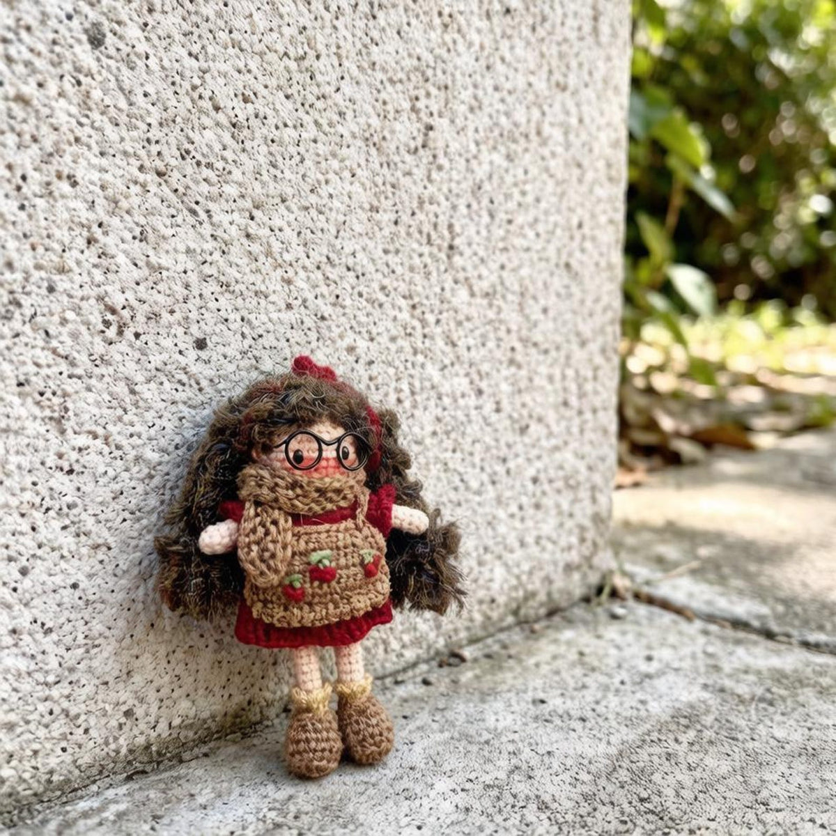 Artisan knit maiden sculpted pieces, tabletop ornamental trims, hobbyist display adornments, birthday mementos, Yuletide desk embellishments