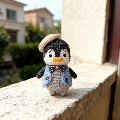 Artisan woven penguin sculpted pieces, imaginative desk souvenir trinkets, indoor ornamental accents, Yuletide table embellishments