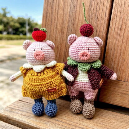 Artisan knit piglet sculpted pieces, Valentine mementos, household ornamental trinkets, enthusiast display statues, Yuletide room accents