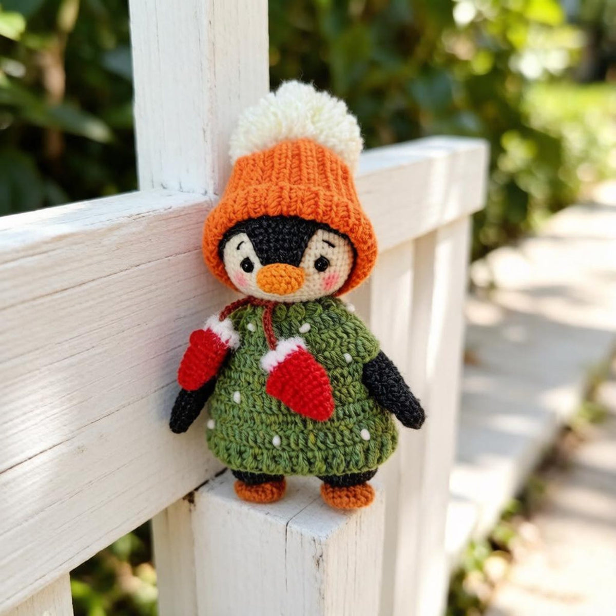 Hand Knit Winter Penguin Figurines Desktop Embellishments Vintage Curios Toddler Tokens Gathering Surprises Christmas Holiday Trinkets