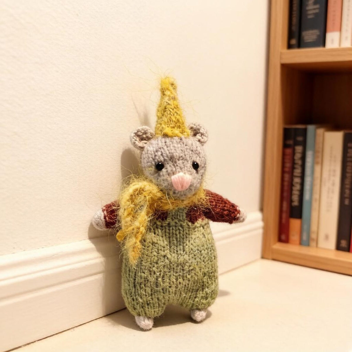 Artisan knit party rodent sculpted pieces, tabletop ornamental accents, birthday mementos, juvenile keepsakes, Yuletide desk trims