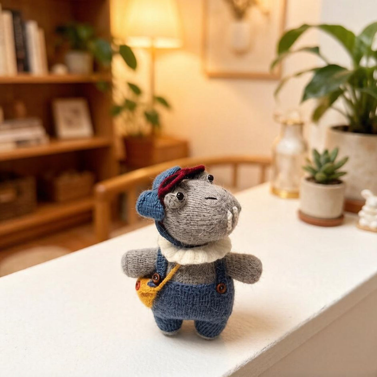 Artisan woven hippo sculpted pieces tabletop ornamental accents juvenile mementos imaginative hobbyist statues Yuletide desk embellishments