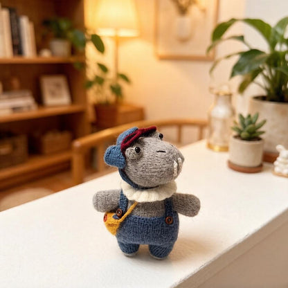 Artisan woven hippo sculpted pieces tabletop ornamental accents juvenile mementos imaginative hobbyist statues Yuletide desk embellishments