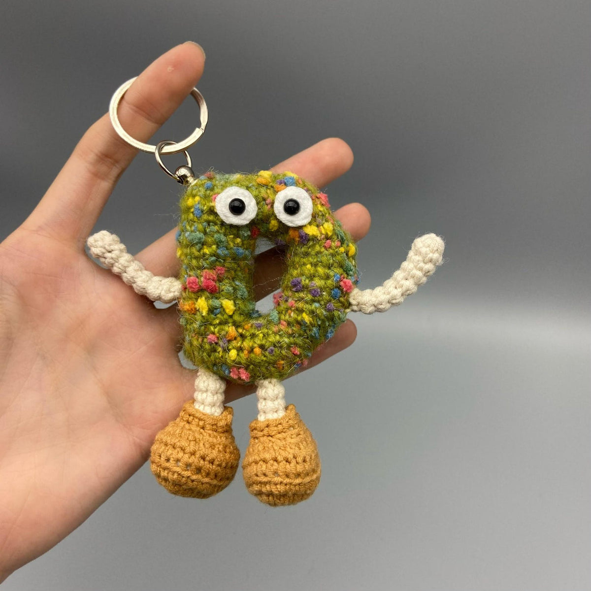 Handwrought Uppercase D Trinket, Inventive Purse Embellishment, Gathering Memento, Multicolored Yarn Sculptures, Christmas Holiday Goods