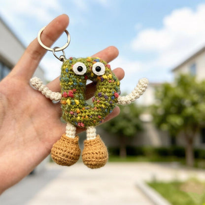 Handwrought Uppercase D Trinket, Inventive Purse Embellishment, Gathering Memento, Multicolored Yarn Sculptures, Christmas Holiday Goods