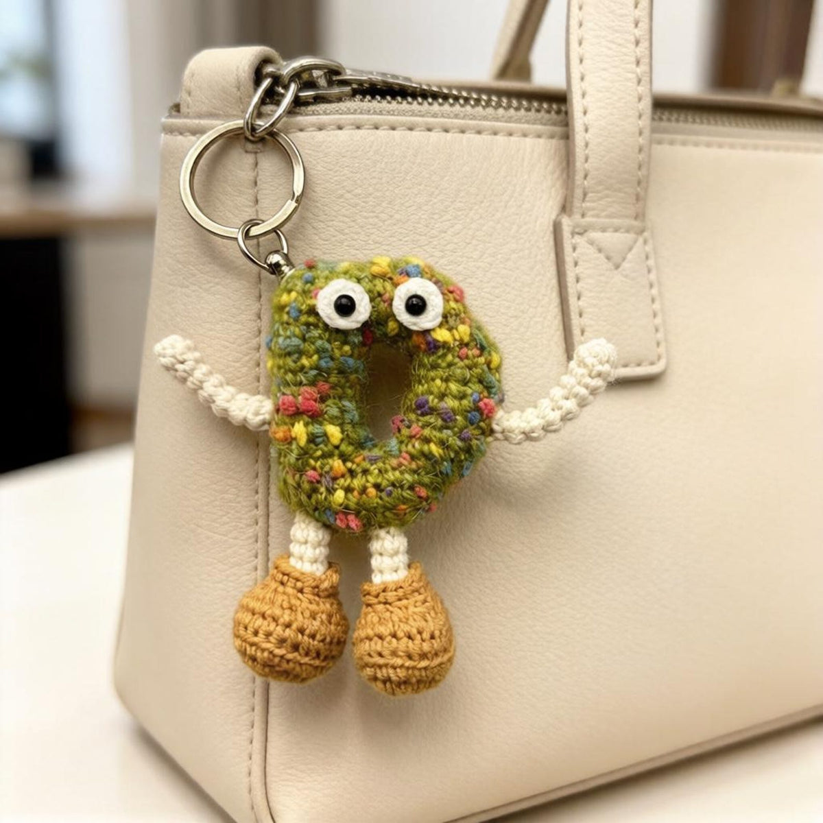 Handwrought Uppercase D Trinket, Inventive Purse Embellishment, Gathering Memento, Multicolored Yarn Sculptures, Christmas Holiday Goods