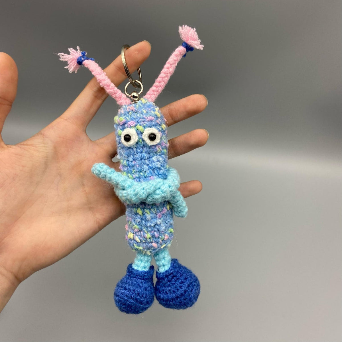 Handwrought Uppercase I Trinket, Whimsical Romantic Embellishment, Purse Adornment, Multicolored Yarn Sculptures, Christmas Holiday Goods
