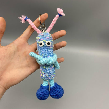 Handwrought Uppercase I Trinket, Whimsical Romantic Embellishment, Purse Adornment, Multicolored Yarn Sculptures, Christmas Holiday Goods