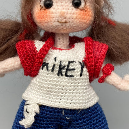 Hand Crochet Mickey Inspired Girl Sculpture Wool Thread Crochet Plaything Celebration Embellishment Desktop Trinkets Christmas Holiday Goods