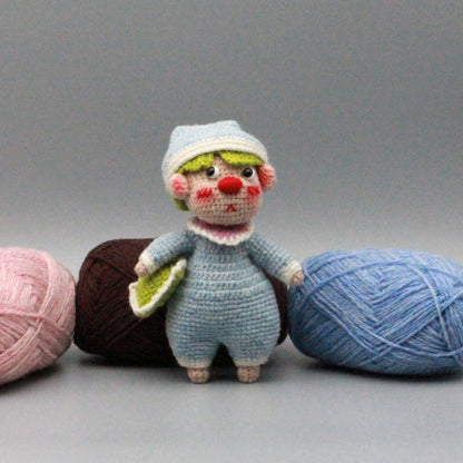 Hand Knit Boy Sculpture Nursery Embellishment Wool Thread Comfort Plaything Youth Tokens Desktop Trinkets Christmas Holiday Goods