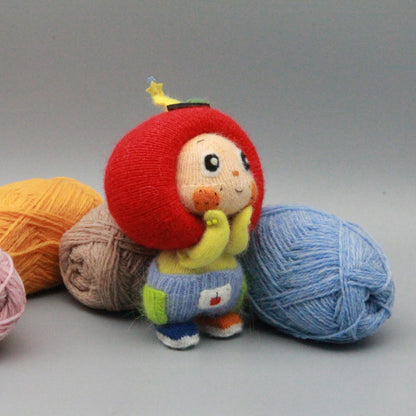 Hand Knit Wool Apple Figurine Cheerful Nursery Embellishment Youth Tokens Vintage Curios Interior Surprises Christmas Holiday Trinkets