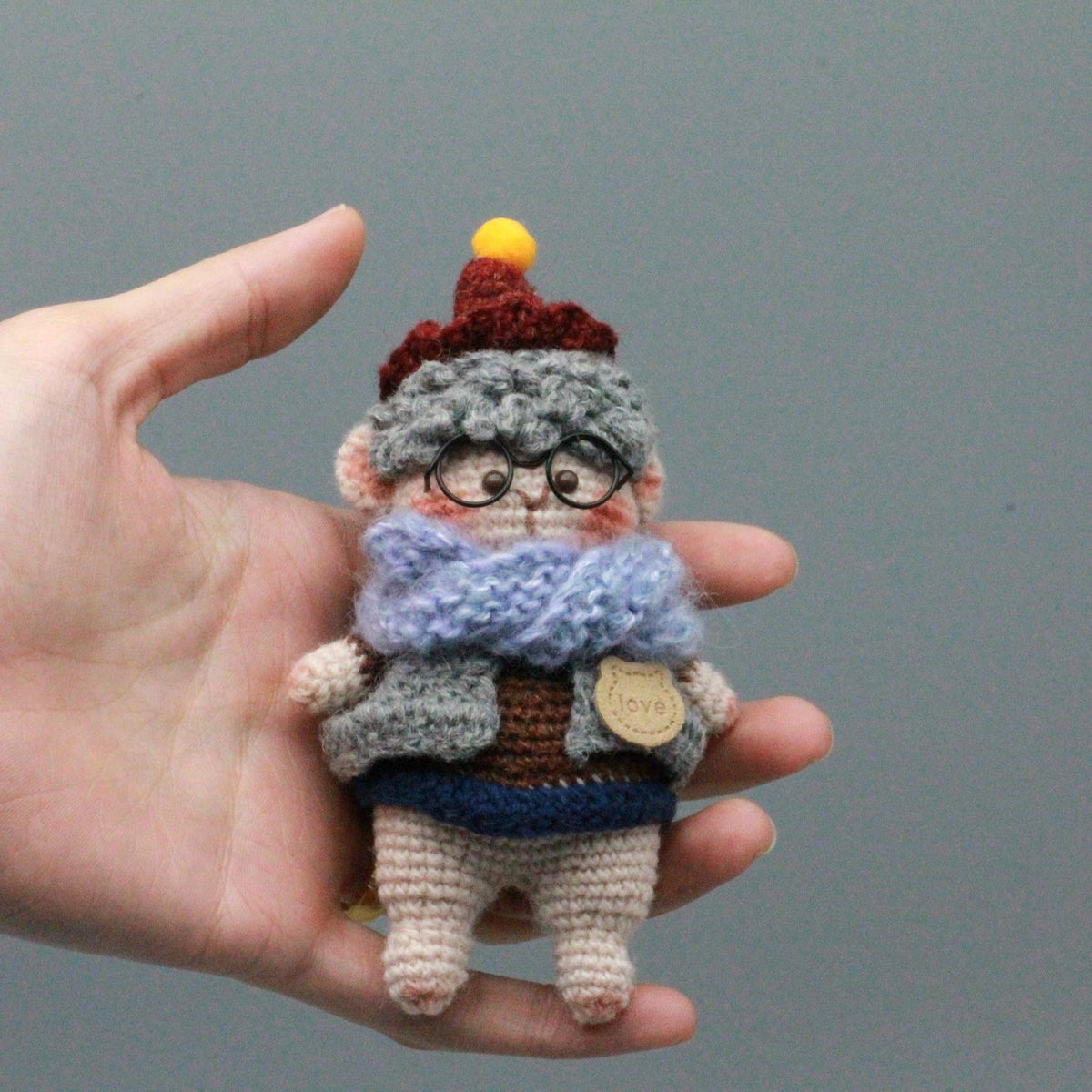 Hand Knit Boy Figurine Indoor Table Ornament Xmas Surprise Collector Keepsake Kids Birthday Gift Small Guest Thank You Gifts