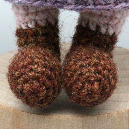 Artisan yarn knit figurine charm, tabletop decorative statuette, purse ornamental trim, everyday carry side piece, Yuletide seasonal decor