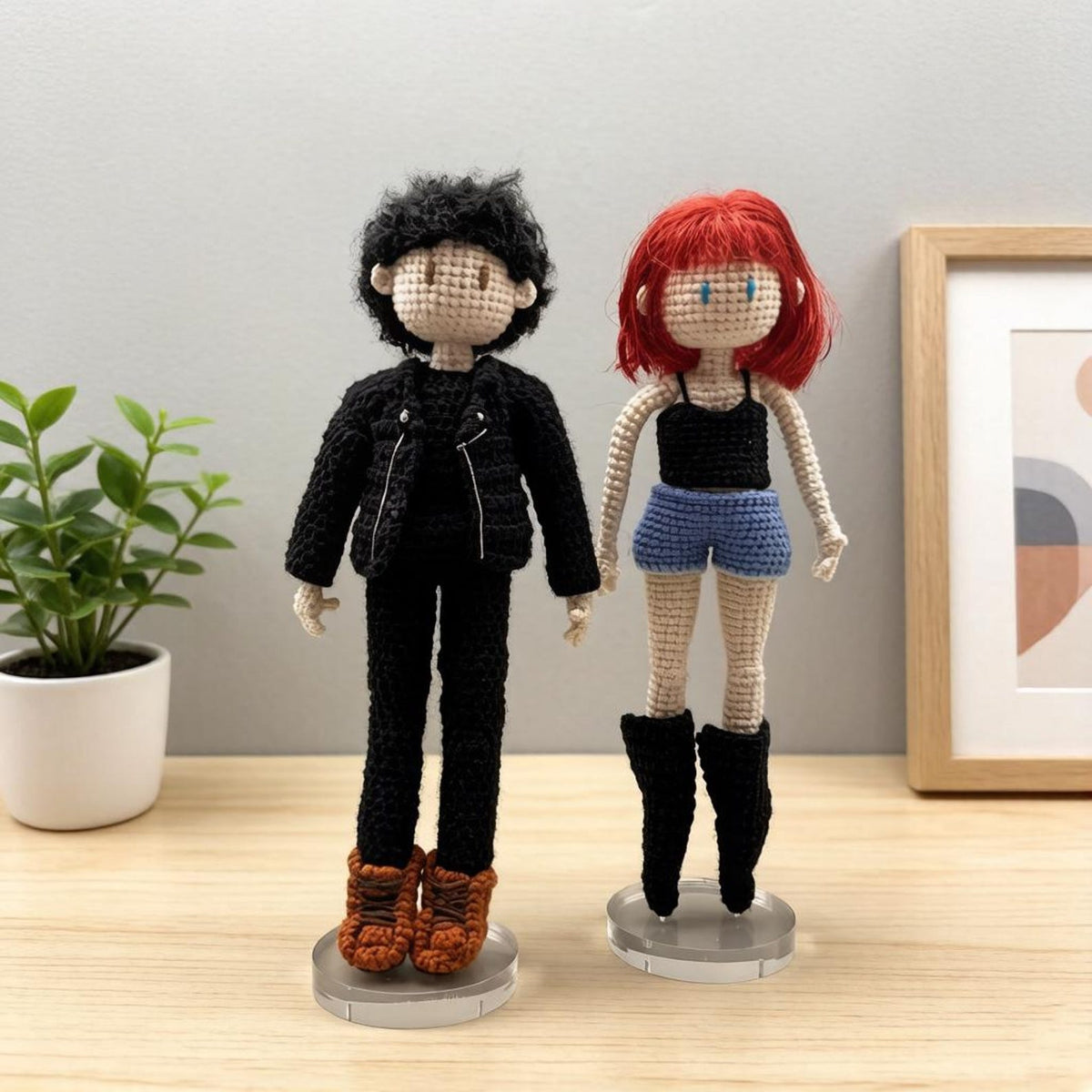 Hand Knit Bespoke Pair Sculptures Juvenile Birthday Tokens Household Kin Favors Nuptial Gathering Romantic Mementos Christmas Holiday Goods