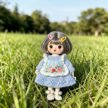 Hand Knit Young Girl Sculpture Desktop Embellishment Hobbyist Keepsakes Juvenile Tokens Gathering Favors Christmas Holiday Goods