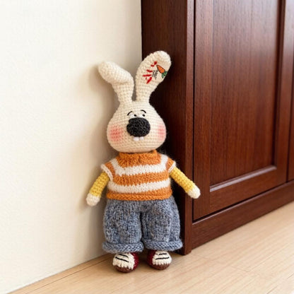 Artisan knit hare sculptures, imaginative nursery display accents, gathering mementos, juvenile favors, Yuletide interior adornments
