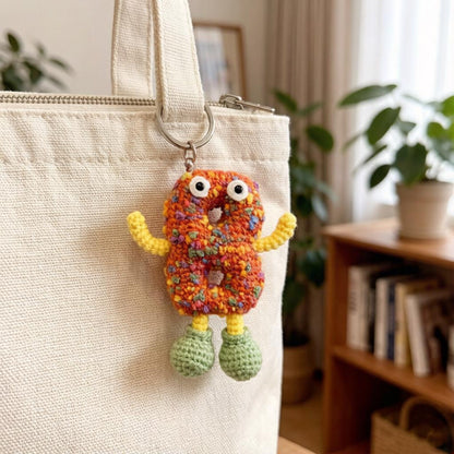 Handwrought Alphabet B Trinket, Inventive Purse Embellishment, Gathering Memento, Multicolored Yarn Sculptures, Christmas Holiday Goods