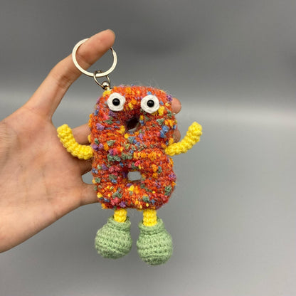 Handwrought Alphabet B Trinket, Inventive Purse Embellishment, Gathering Memento, Multicolored Yarn Sculptures, Christmas Holiday Goods