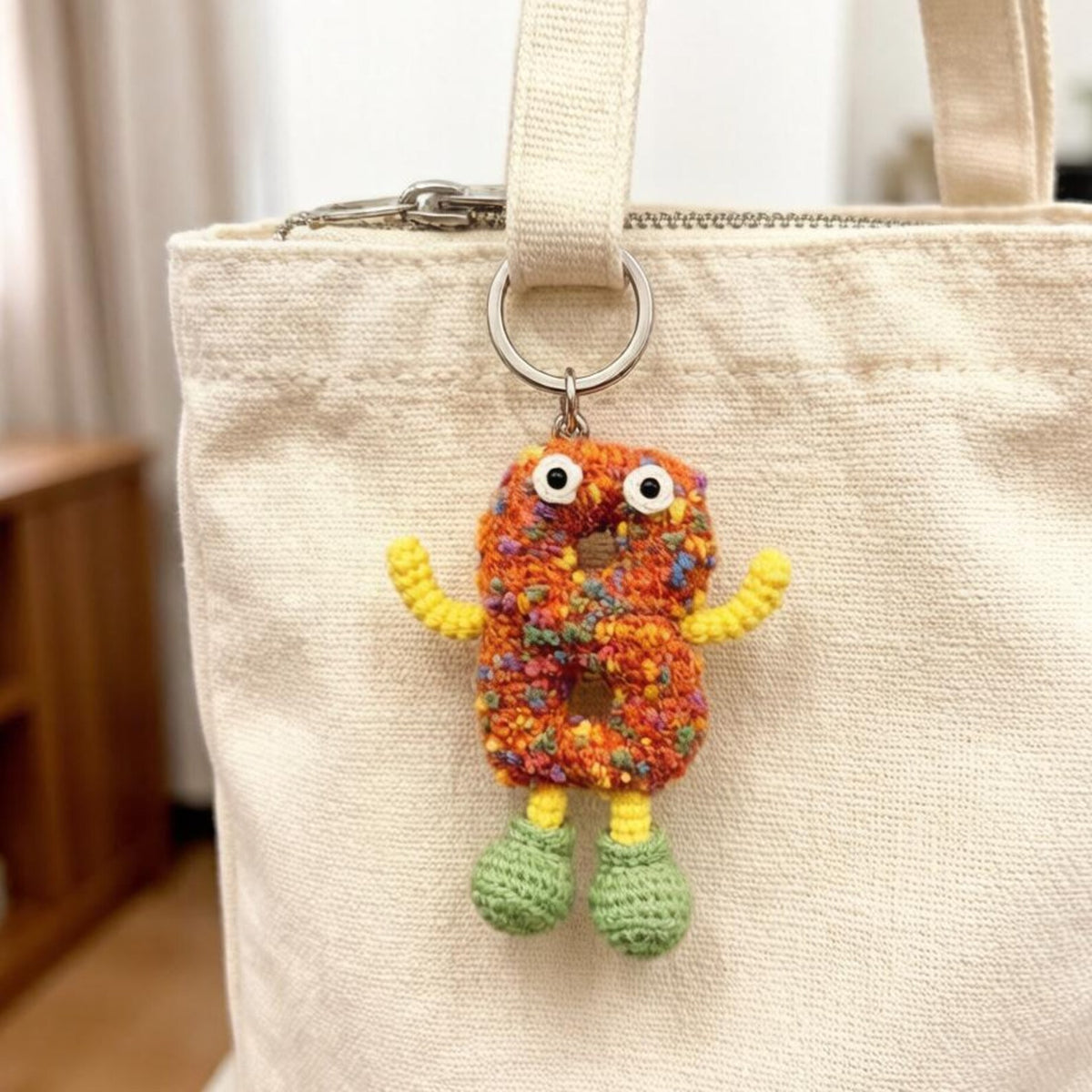 Handwrought Alphabet B Trinket, Inventive Purse Embellishment, Gathering Memento, Multicolored Yarn Sculptures, Christmas Holiday Goods