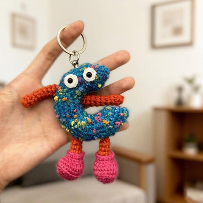 Handwrought Uppercase C Trinket, Gathering Memento, Purse Embellishment, Multihued Yarn Sculptures, Christmas Holiday Goods