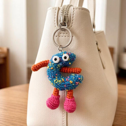 Handwrought Uppercase C Trinket, Gathering Memento, Purse Embellishment, Multihued Yarn Sculptures, Christmas Holiday Goods