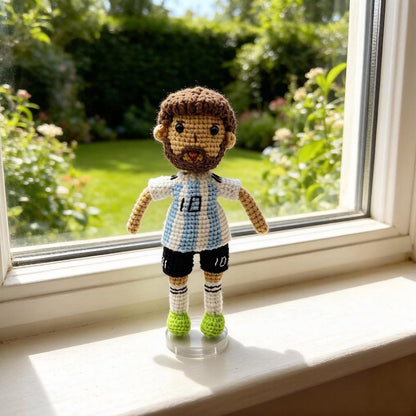 Hand Knit Messi Sculptures Soccer Enthusiast Keepsakes Desktop Base Embellishments Nuptial Gathering Partner Tokens Christmas Holiday Goods