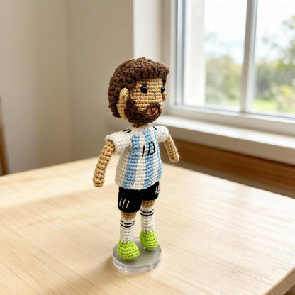 Hand Knit Messi Sculptures Soccer Enthusiast Keepsakes Desktop Base Embellishments Nuptial Gathering Partner Tokens Christmas Holiday Goods