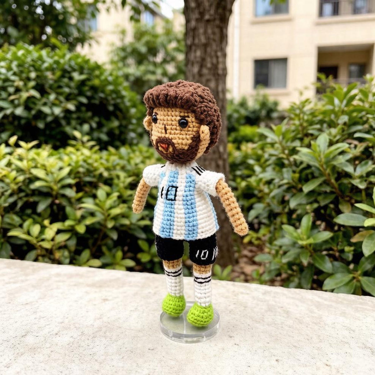 Hand Knit Messi Sculptures Soccer Enthusiast Keepsakes Desktop Base Embellishments Nuptial Gathering Partner Tokens Christmas Holiday Goods