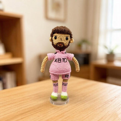 Hand Knit Messi Sculptures Soccer Enthusiast Keepsakes Desktop Base Embellishments Nuptial Gathering Partner Tokens Christmas Holiday Goods