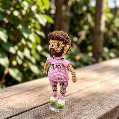 Hand Knit Messi Sculptures Soccer Enthusiast Keepsakes Desktop Base Embellishments Nuptial Gathering Partner Tokens Christmas Holiday Goods