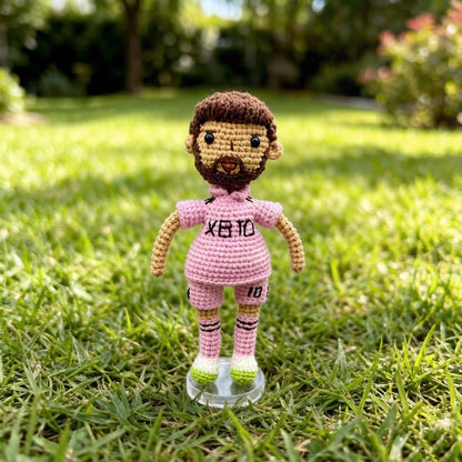 Hand Knit Messi Sculptures Soccer Enthusiast Keepsakes Desktop Base Embellishments Nuptial Gathering Partner Tokens Christmas Holiday Goods