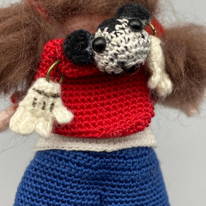 Hand Crochet Mickey Inspired Girl Sculpture Wool Thread Crochet Plaything Celebration Embellishment Desktop Trinkets Christmas Holiday Goods