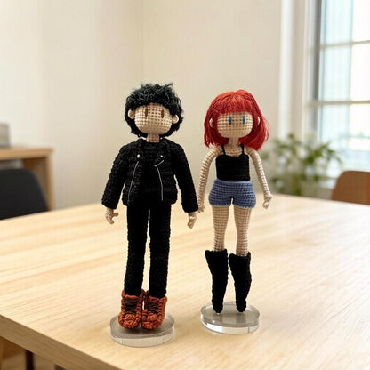 Hand Knit Bespoke Pair Sculptures Juvenile Birthday Tokens Household Kin Favors Nuptial Gathering Romantic Mementos Christmas Holiday Goods