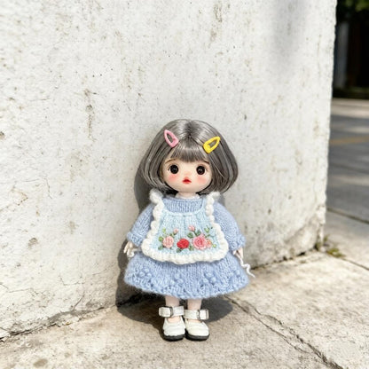 Hand Knit Young Girl Sculpture Desktop Embellishment Hobbyist Keepsakes Juvenile Tokens Gathering Favors Christmas Holiday Goods
