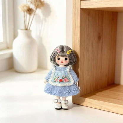 Hand Knit Young Girl Sculpture Desktop Embellishment Hobbyist Keepsakes Juvenile Tokens Gathering Favors Christmas Holiday Goods