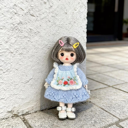Hand Knit Young Girl Sculpture Desktop Embellishment Hobbyist Keepsakes Juvenile Tokens Gathering Favors Christmas Holiday Goods