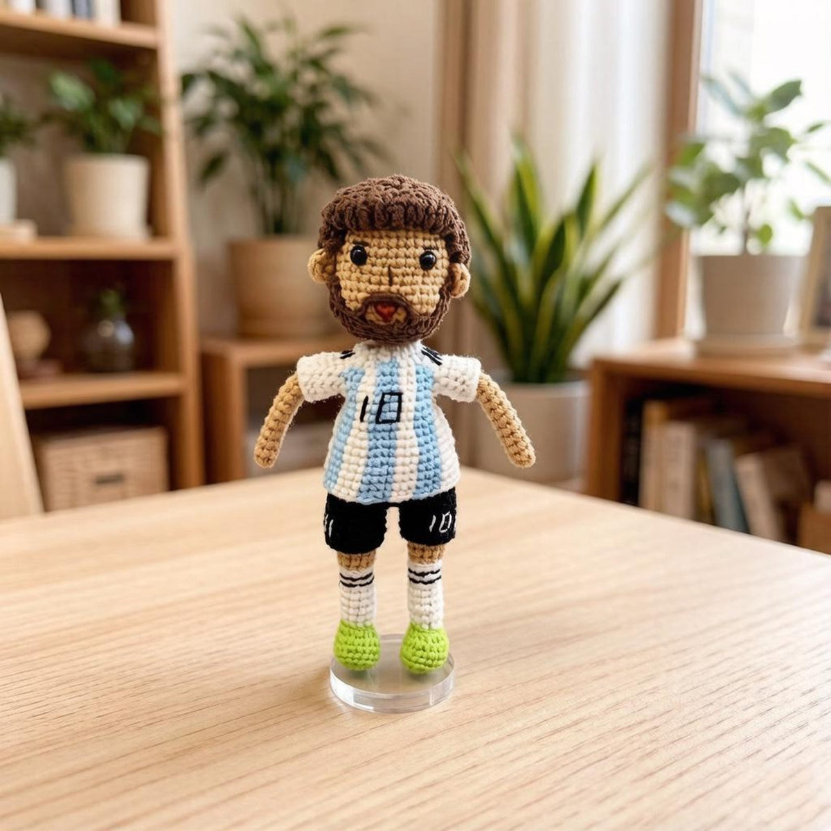 Hand Knit Messi Sculptures Soccer Enthusiast Keepsakes Desktop Base Embellishments Nuptial Gathering Partner Tokens Christmas Holiday Goods