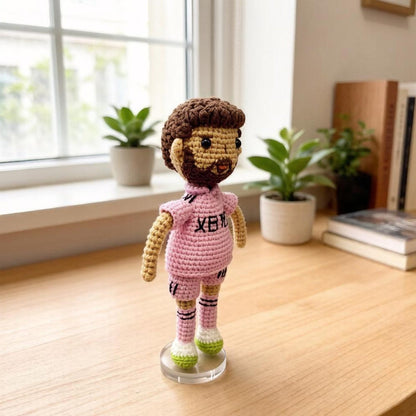 Hand Knit Messi Sculptures Soccer Enthusiast Keepsakes Desktop Base Embellishments Nuptial Gathering Partner Tokens Christmas Holiday Goods