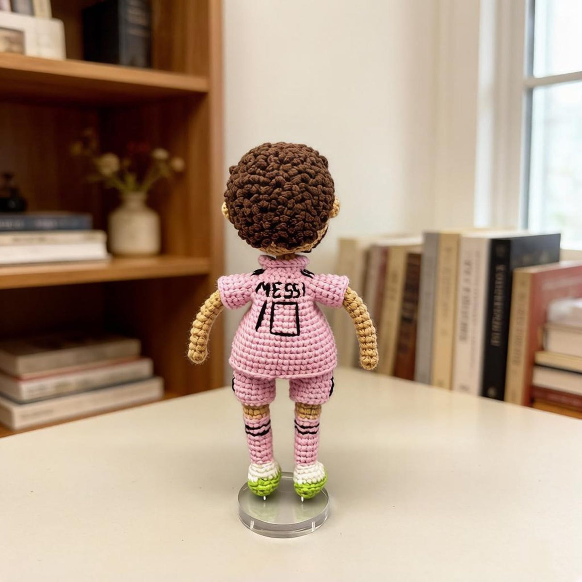 Hand Knit Messi Sculptures Soccer Enthusiast Keepsakes Desktop Base Embellishments Nuptial Gathering Partner Tokens Christmas Holiday Goods