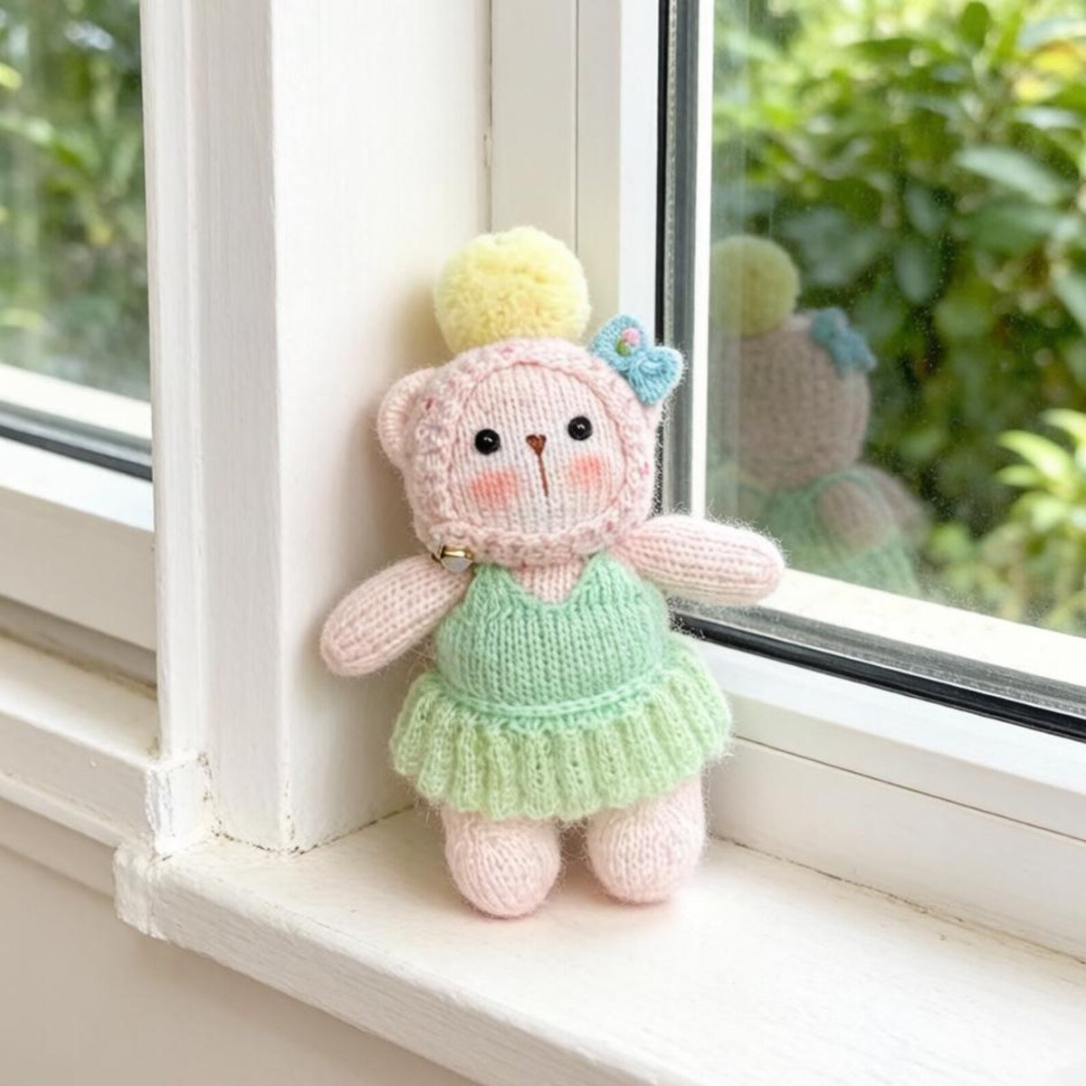 Handcrafted Knit Wool Bear Statue Handbag Accessory Artistic Ornament Baby Presents Bridal Celebration Christmas Holiday Goods